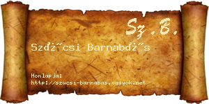 Szücsi Barnabás névjegykártya
